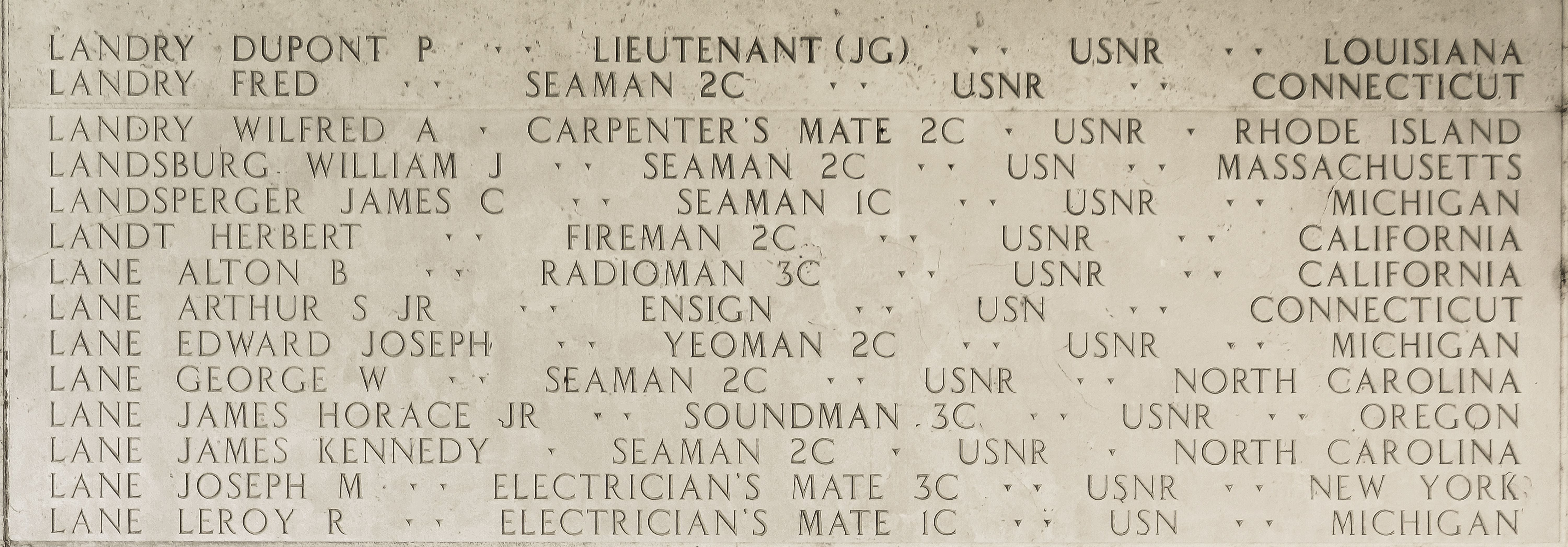 Joseph M. Lane, Electrician's Mate Third Class